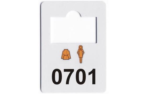9417868  LMS217 Garderobemerker plast nummerert 701-800 plastmerker med hull til garderobe